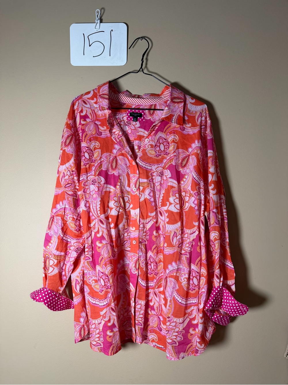 Talbots Pink & Orange Paisley Button-Down Shirt